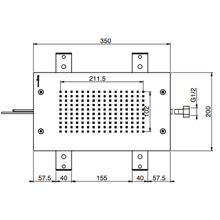 Carlo Frattini Wellness Верхний душ Modular 350х200 мм., встраиваемый в потолок, LED подсветка для хромотерапии с 8 цветами, цвет: хром F2825CR