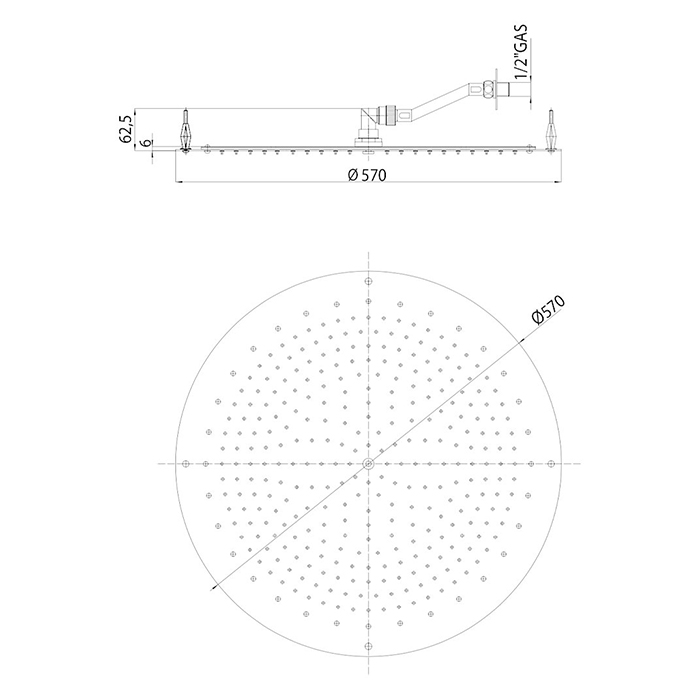 BOSSINI PARIS-OKI Верхний душ d 570 мм, FLAT, цвет: хром I01602.030