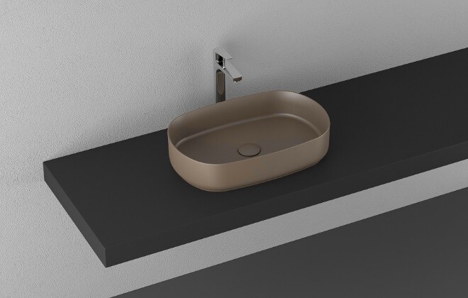 ISVEA Infinity раковина накладная 55x36 см, 10NF65055SV-2H коричневая матовая