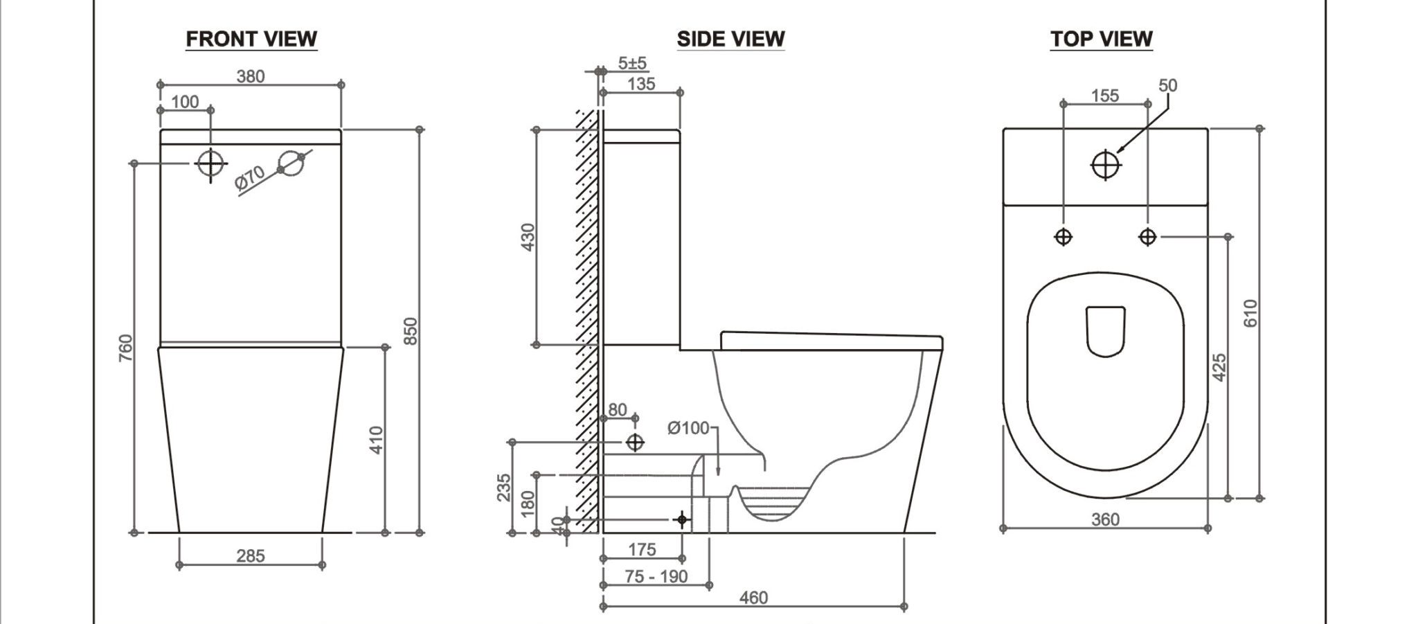 7793W Унитаз компакт B&W W-7793 P-trap / Geberit/ Rimless / anti-dirt (610x360x850)