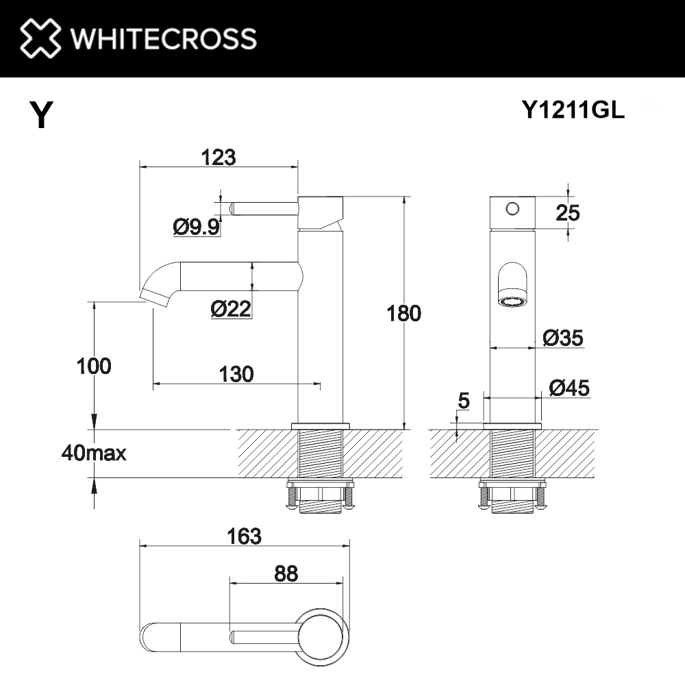 Смеситель для умывальника WHITECROSS Y Y1211GL (золото)