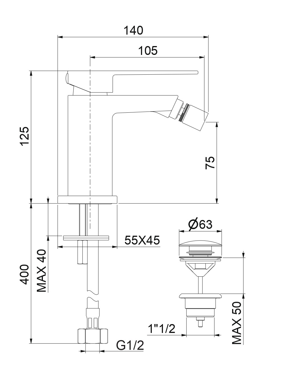Смеситель для раковины Fiore KUBE  100 NN 8535 чёрный матовый