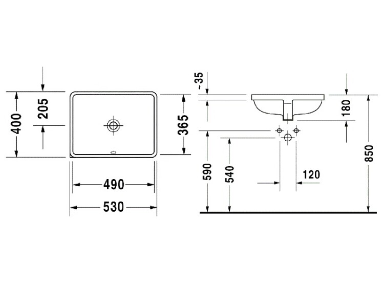 305490000 Duravit DuraStyle Раковина встраиваемая снизу 49х36 см, цвет: белый