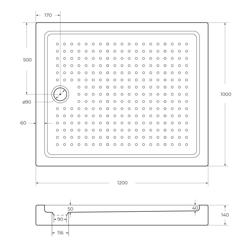 Cezares TRAY-A-AH-120/100-15-W Акриловый поддон 100x120