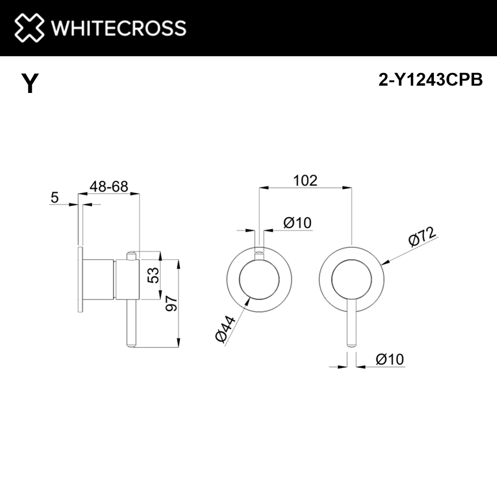 Внешняя часть смесителя для душа на 3 потребителя WHITECROSS Y1243CPB (брашированная медь)