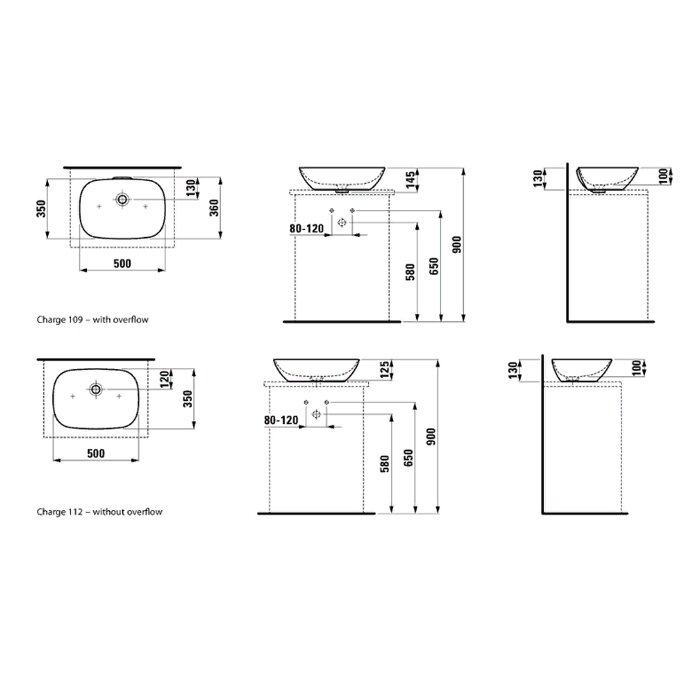 Laufen INO Раковина-чаша 50х35х13 см, без отв., покрытие LLC, цвет: белый 8.1230.2.400.109.1