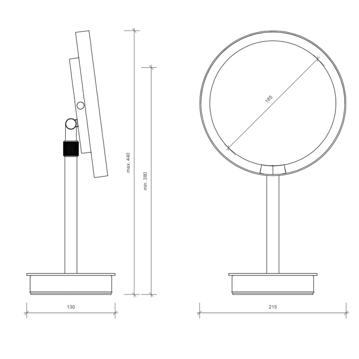 Decor Walther Round Just Look SR Косметическое зеркало 21.5x44см, настольное, увел. 5x, подсветка LED, цвет: хром 121900