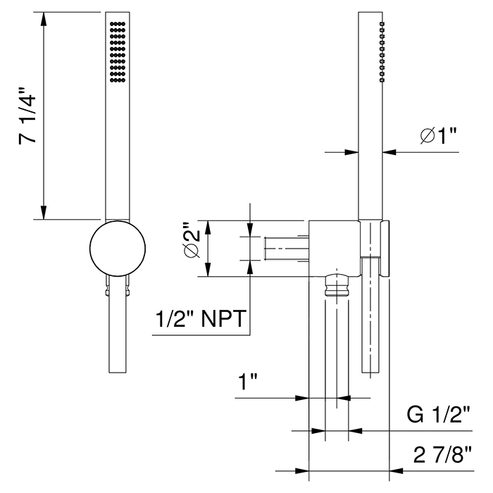Fantini AF/21 Душевой набор: вывод воды на 1/2”, шланг 150 см, ручная лейка FIT, держатель для лейки, цвет: хром 81 02 8061