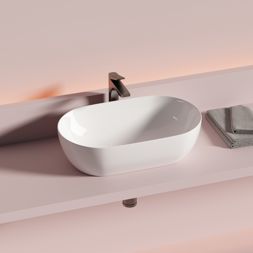CN12001 Ceramica Nova Раковина CERAMICANOVA Twist накладная овальной формы 500x300, белый CN12001
