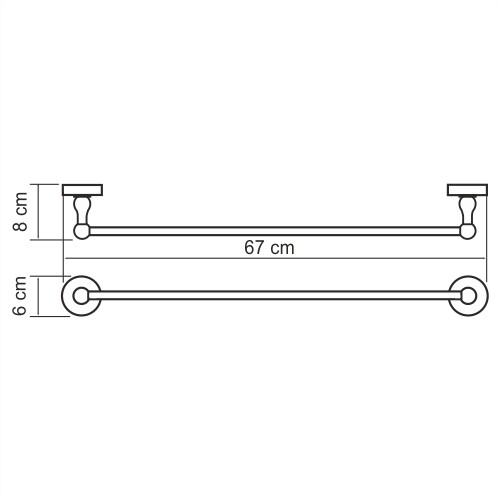 Diemel K-2230 Держатель полотенец одинарный Размеры (Ш/В/Г): 67х6х8 см