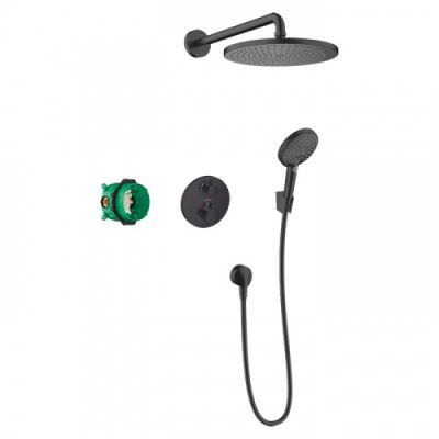 Hansgrohe Croma Душевая система, встраиваемая, верхний душ 28см., с термостатическим смесителем и ручным душем, цвет: черный матовый 27961670