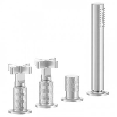 Gessi Inciso Смеситель для ванны, 4 отв., с ручным душем и шлангом 150 см, цвет: хром 58143#031