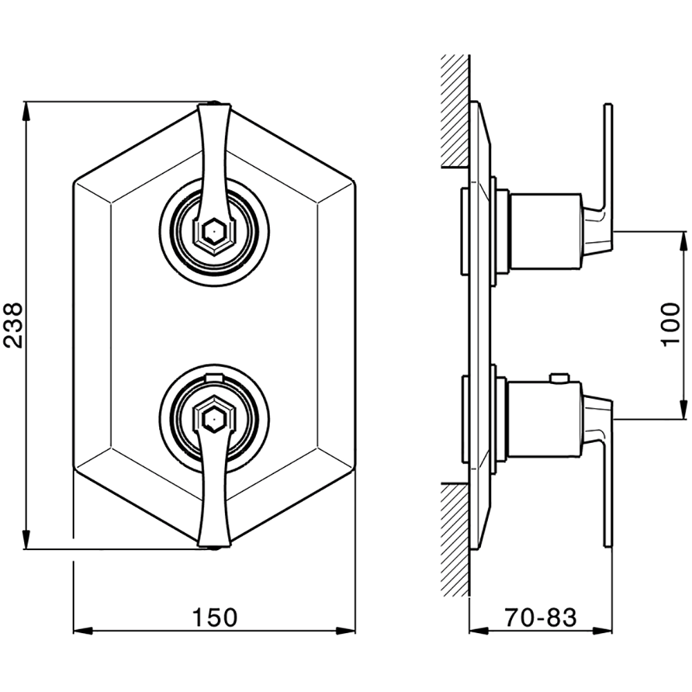Cisal Cherie Встраиваемый термостатический смеситель с переключателем на 3 положения, цвет хром/черный матовый CF0192006T