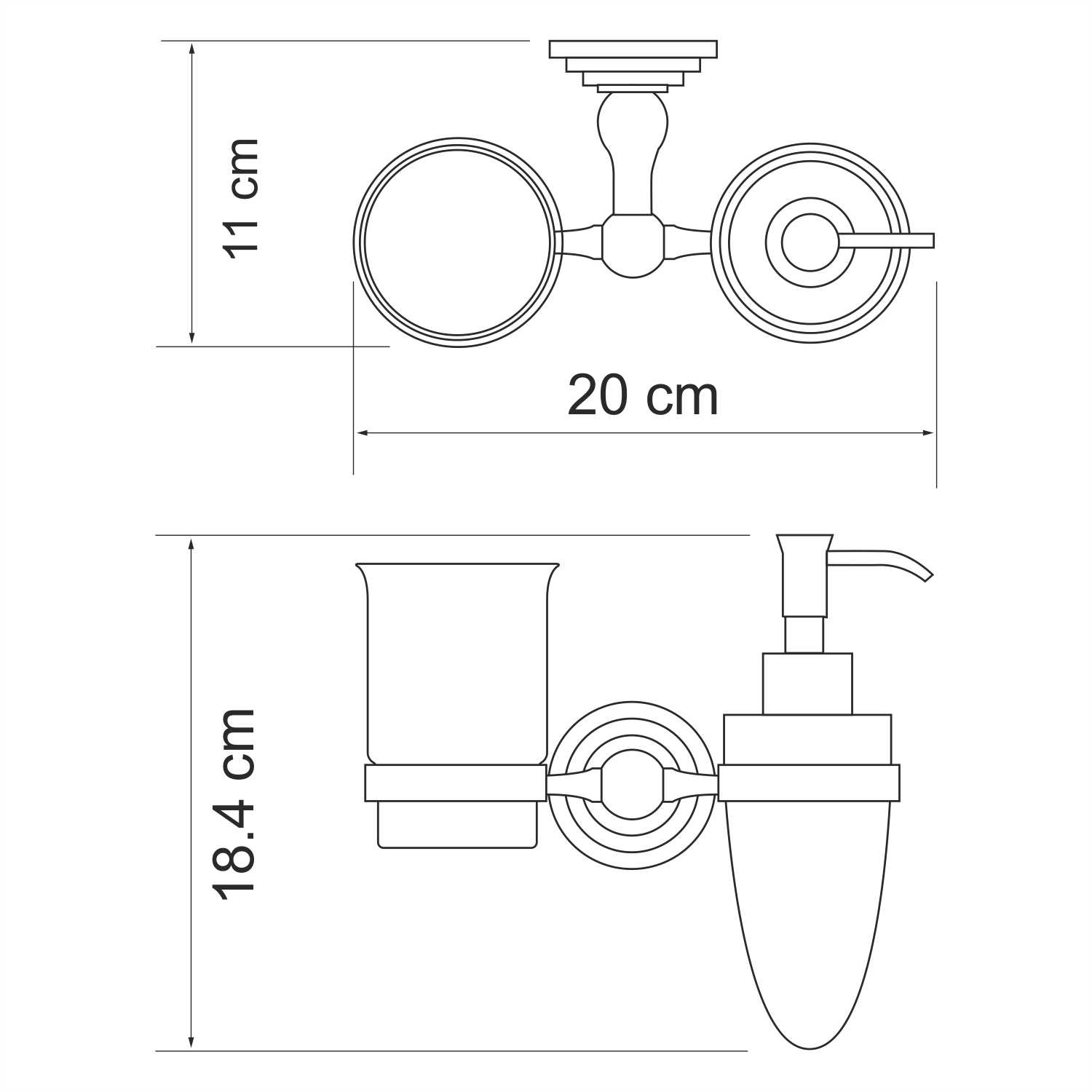Ammer K-7089 Держатель стакана и дозатора Размеры (Ш/В/Г): 20х18,5х11 см