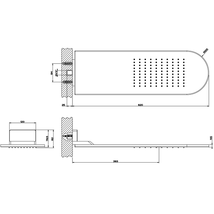 Gessi Shower316 Душевая головка для настенного крепления 62x20cм., цвет: Steel Brushed 45163#239