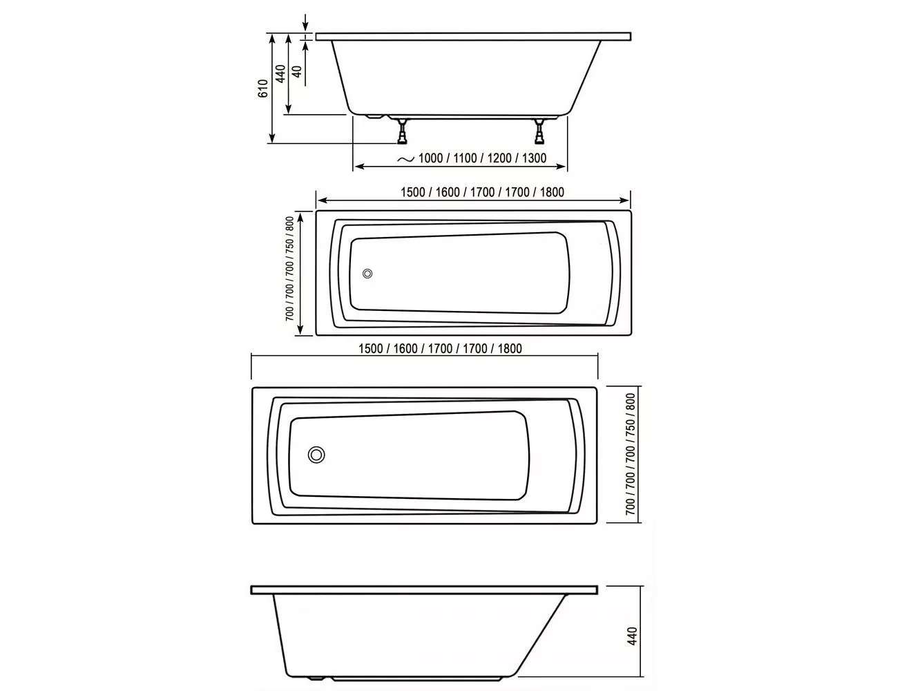 C651R00000 Ванна Ravak Domino Plus 180x80
