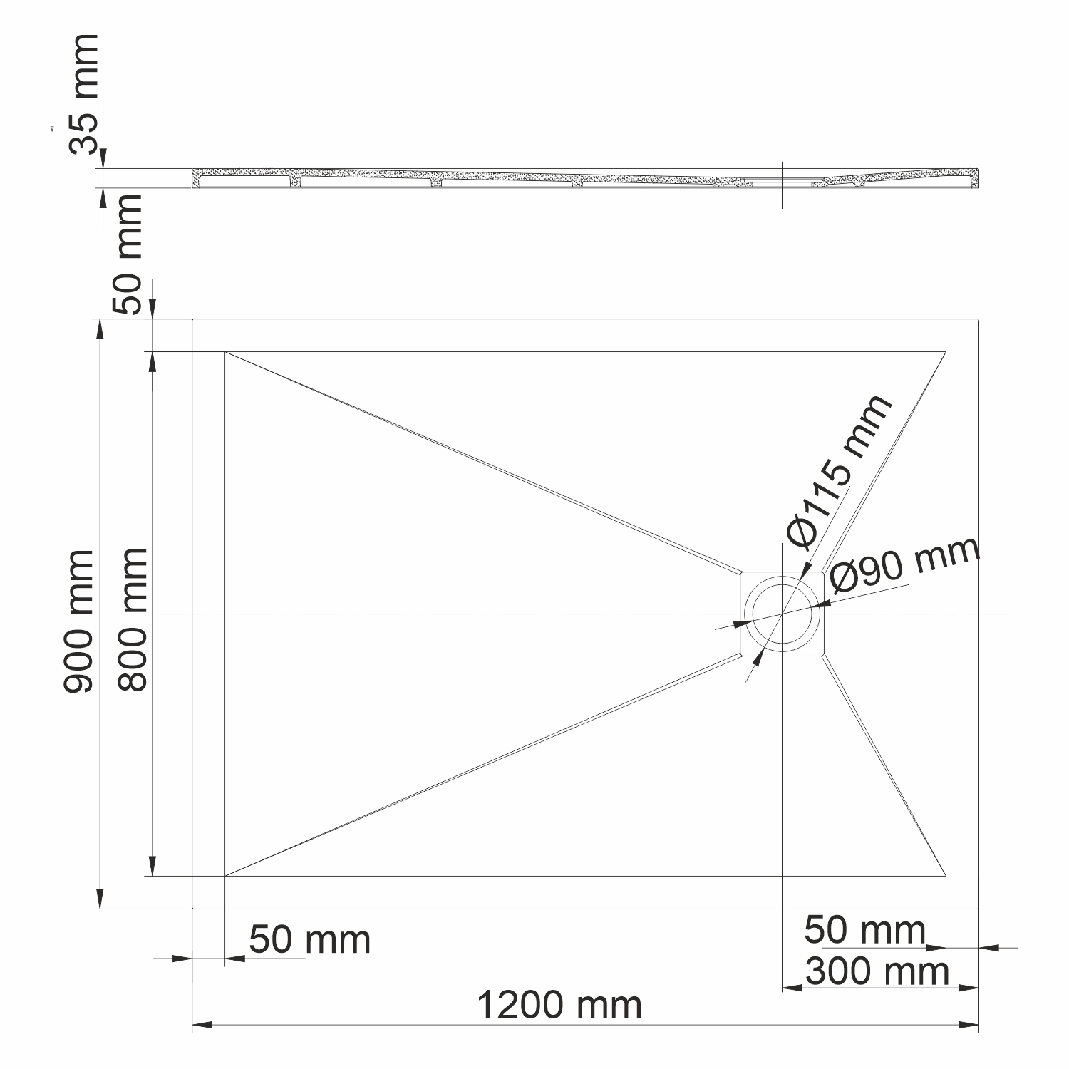 Dill 61T07 Душевой поддон 120x90 под черное дерево