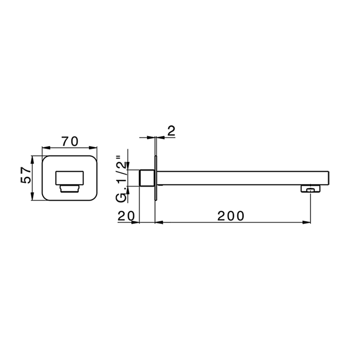 Cisal Cubic Настенный излив 20см., цвет: Nichel Spazzolato CU0002412F