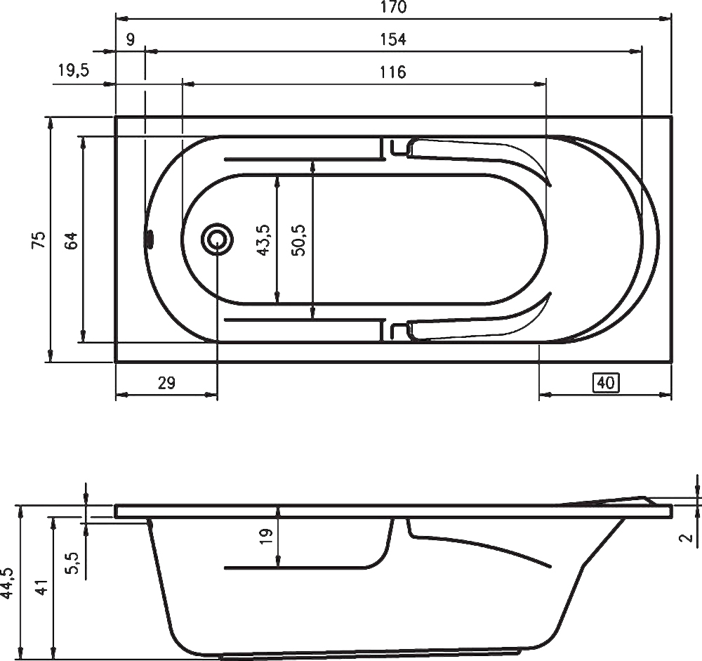 Ванна акриловая 170x75 RIHO Future BC2800500000000