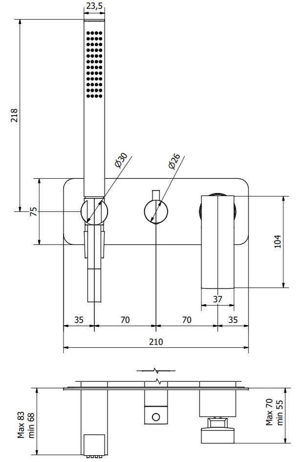 WA314CC IB rubinetti Wave Смеситель для душа встраиваемый на 3 потока
