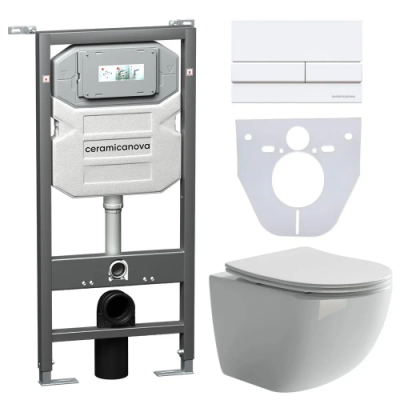 Комплект инсталляция унитаз кнопка Ceramica Nova CN3009_1002W_1000
