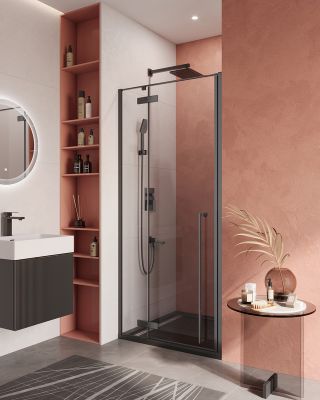 Cezares LINER-B-12-90-C-NERO-L Душевая дверь в нишу, профиль Черный