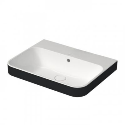 Duravit Happy D.2 Plus Раковина накладная, 60х46см., без отв., выпуск с керамической крышкой, WonderGliss, цвет: Anthracite matt/белый 23606061601