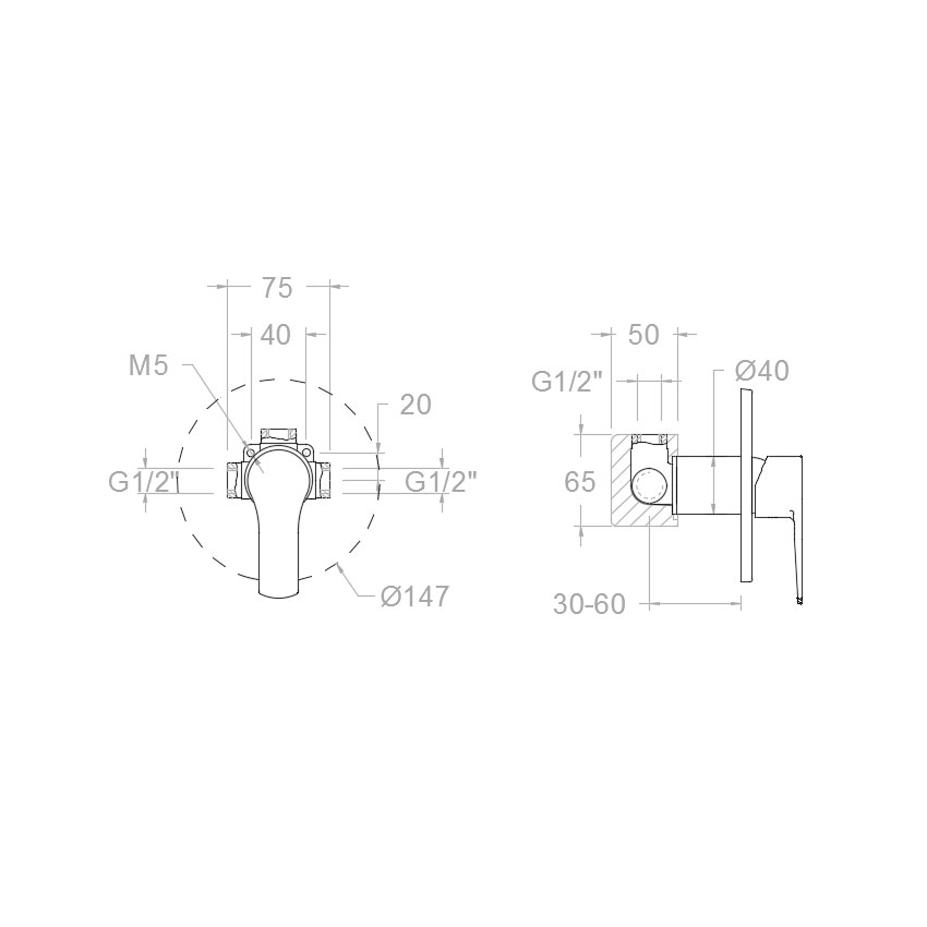Смеситель для душа встроенный Ramon Soler Titanium 181801S