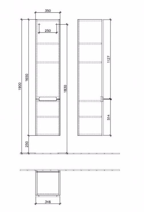 Шкаф-пенал Villeroy&Boch Subway 2.0 A709 00 DH, белый глянец