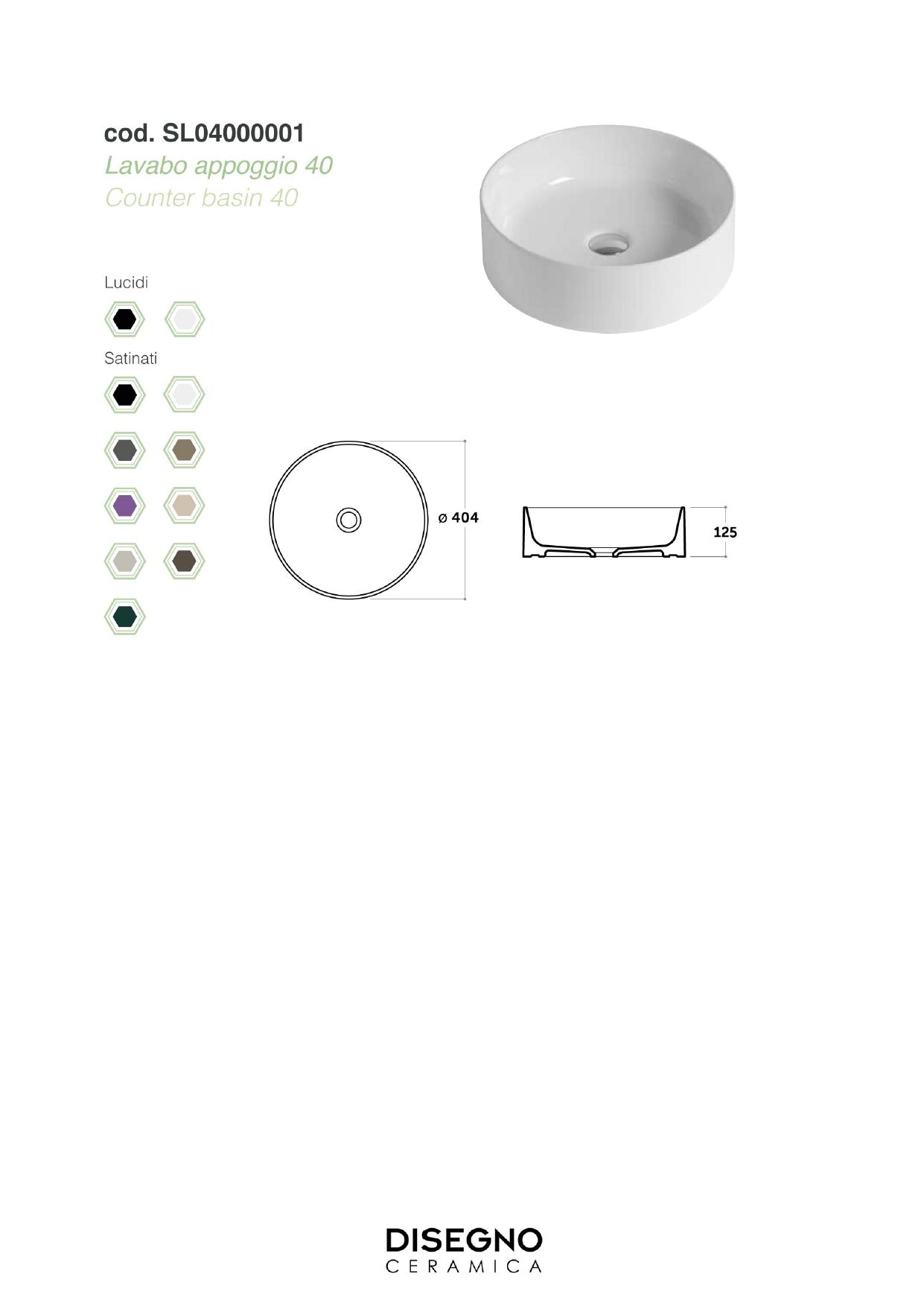 Disegno ceramica Slim, накладная круглая раковина 40 см, цвет beaver SL04000055