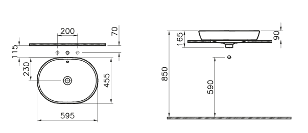 Vitra Metropole раковина на столешницу 60 см, 5942B003-0012