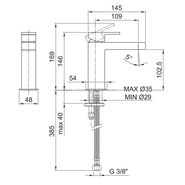 Fantini Mare Смеситель для раковины, 1 отверстие, цвет: хром 51 02 1004WF