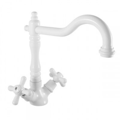 MK120.5/8B MORAVA - смеситель классический кухонный, БЕЛЫЙ
