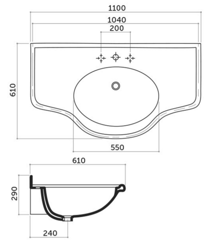 Раковина 90 см Paolina Disegno Ceramica PA11000101