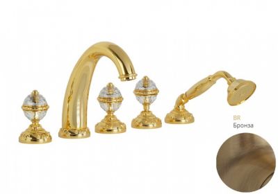CRISTALIA Смеситель на борт ванны, на 5 отв., ручки SWAROVSKI ML.CRS-3780.BR бронза