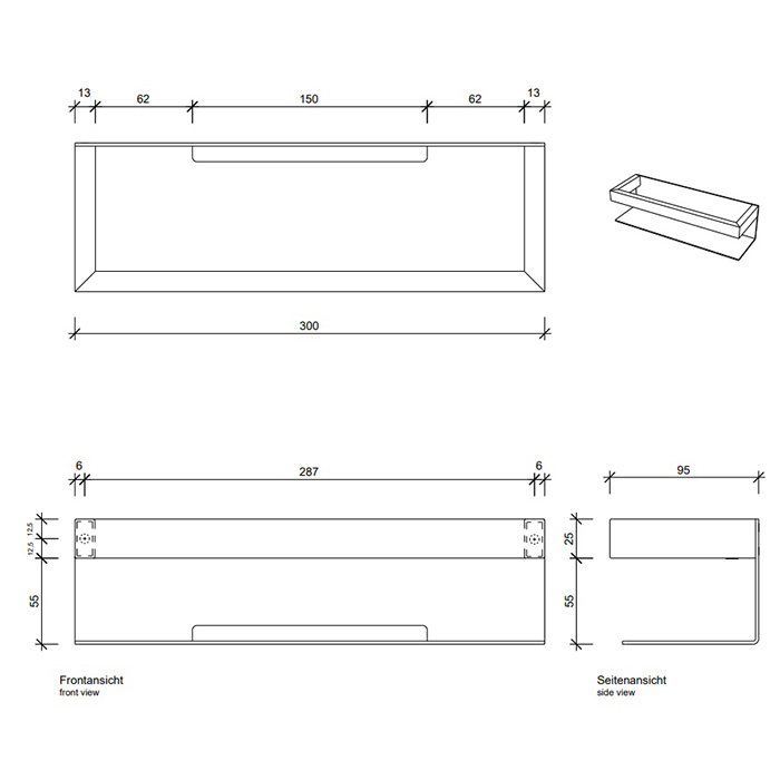 Decor Walther Brick Полка для душа 30х9.5х8см., подвесная, цвет: черный матовый 651560