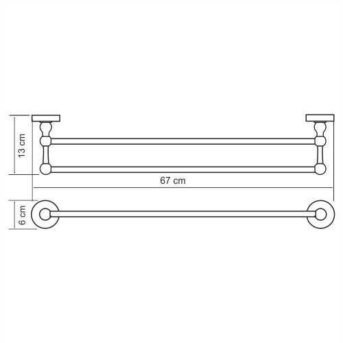 Diemel K-2240 Держатель полотенец двойной Размеры (Ш/В/Г): 67х6х13 см