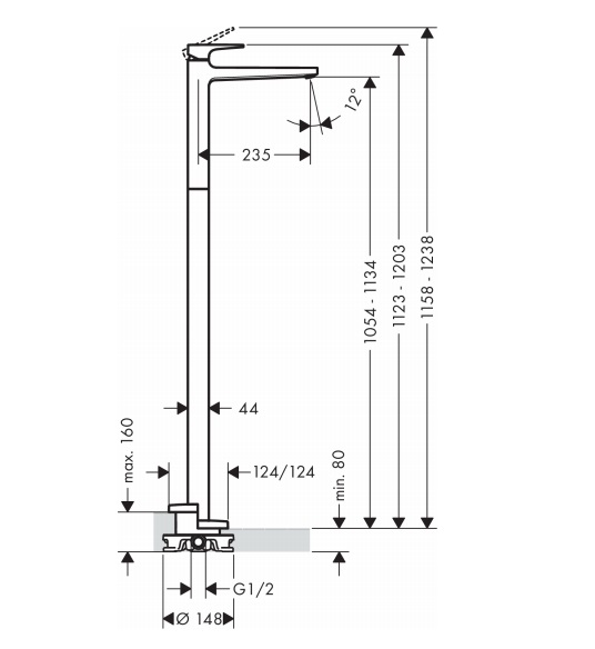 Смеситель для раковины напольный Hansgrohe Metropol 74530000
