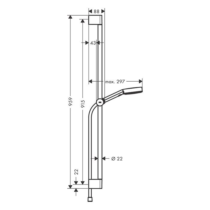 Hansgrohe Pulsify Душевая гарнитур, штанга 90см., с ручным душем и держателем, цвет: хром 24170000