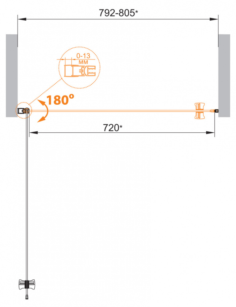Cezares ECO O-B-1-80-C-Cr Душевая дверь 80 см, стекло прозрачное