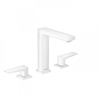 Hansgrohe Metropol Смеситель для раковины 160, на 3 отв, с донным клапаном, излив 152мм, цвет: белый матовый 32515700