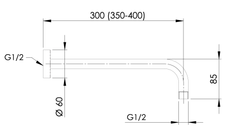Кронштейн для душа 30 см Mariani B22BDL0530, золото брашированное, шт