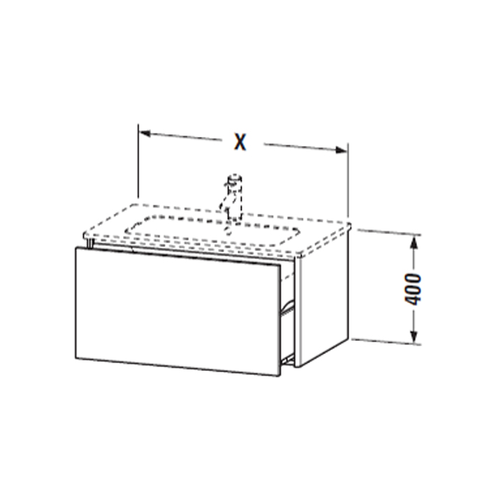 Duravit XSquare Тумба подвесная, 101х47.8х40см, с раковиной, с 1 выдв ящик, цвет: белый глянц XS407302222