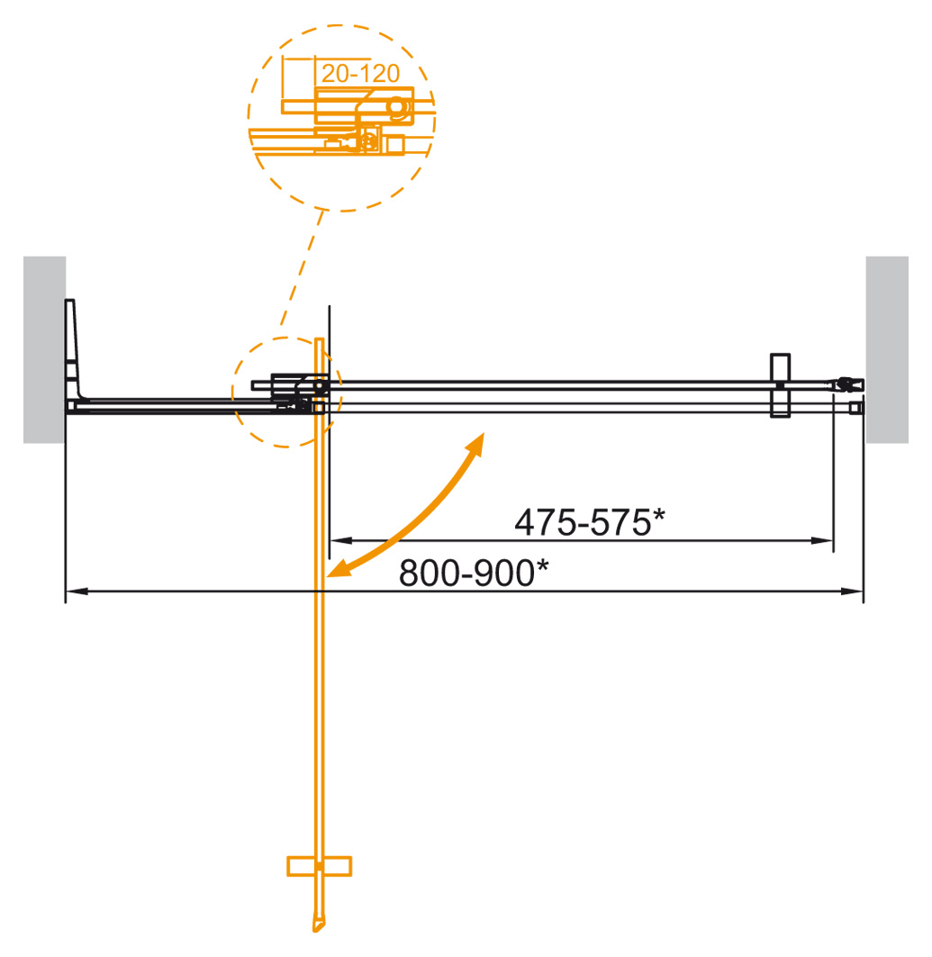 Cezares SLIDER-B-1-80/90-GRIGIO-GM Душевая дверь в нишу, профиль Оружейная сталь
