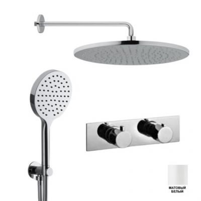IF018A04 AquaElite Встроенный термостатический смеситель для душа + душевой гарнитур + верхний душ, белый матовый