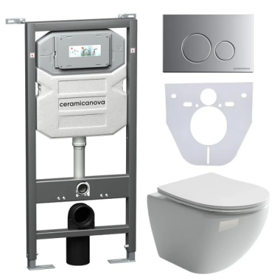 Комплект инсталляция унитаз кнопка Ceramica Nova CN4002_1001M_1000