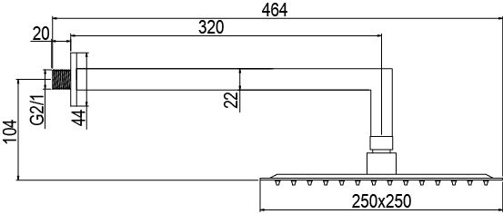 AQG Alpha, душевой комплект EC316 на 3 потребителя, с квадратным изливом, с верхним душем 25х25 см и кронштейном 35 см, цвет матовое золото 19ALPEC32209