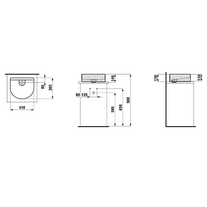 Laufen Sonar Раковина 41x36.5х13 см, без отв., без перелива, цвет: белый 8.1234.3.000.112.1