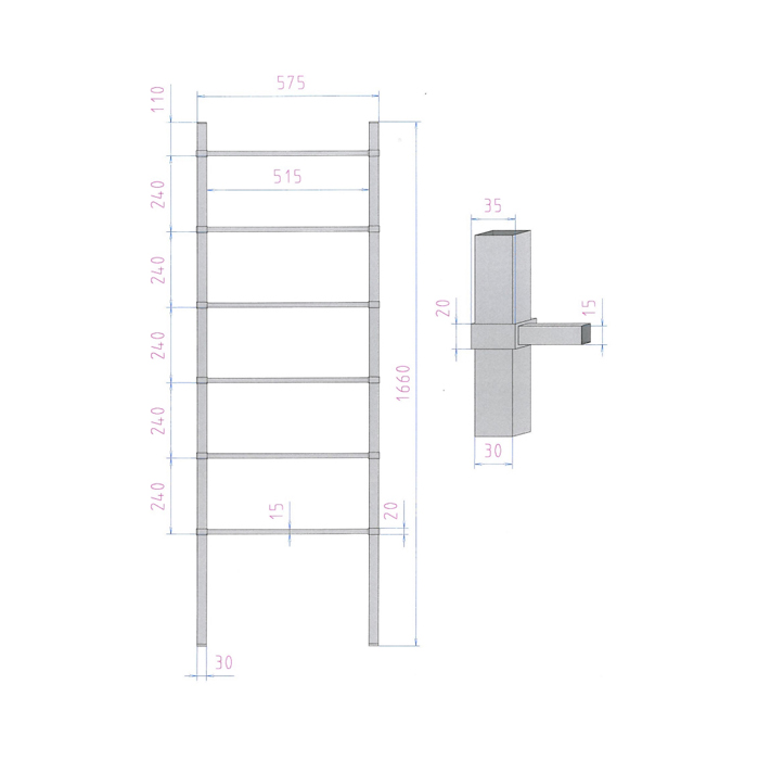 Decor Walther HTL 60 Полотенцедержатель лестница 58x166см, напольный, цвет: хром 506900