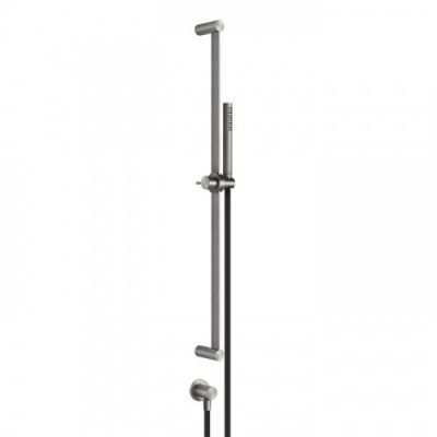 Gessi Shower316 Штанга в комплекте с душевой лейкой с легкой очисткой, шланг 1,50 м, вывод воды из стены, цвет: шлифованная сталь 54045#239
